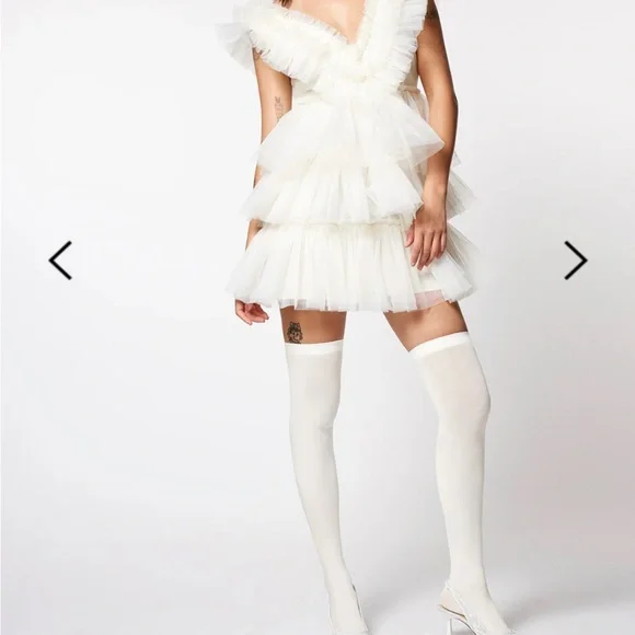 Betsey Johnson Cream Tiered Mini Dress - Picture 3 of 10